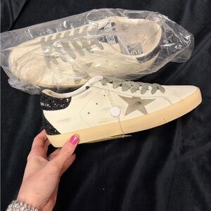 Golden Goose White and Black Star Sneakers